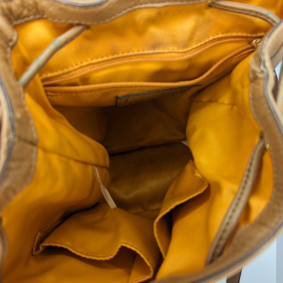 Coach Pebbled Brown Leather Celine Backpack with gold turnlock